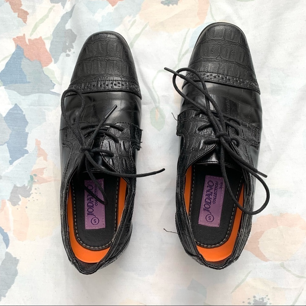 Vintage Jodano Collection Italy Black Faux Leather Oxfords